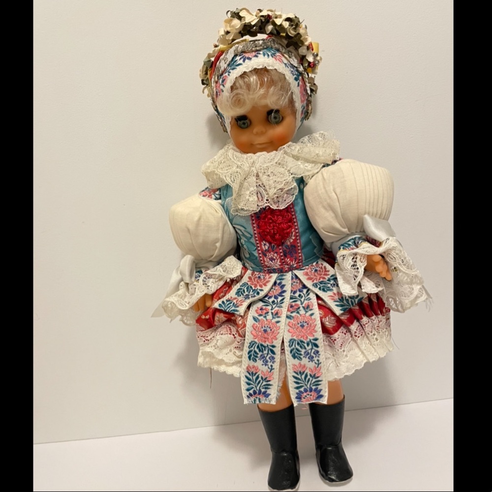 Vintage Lidova Tvorba 19” Costume Made in Czech Ethnic Doll
